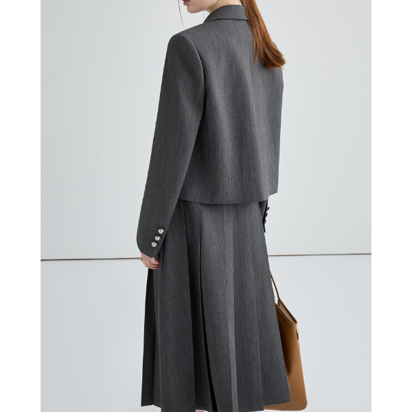 ショートスーツジャケット&ミドル丈プリーツスカートのセットアップ Z00134