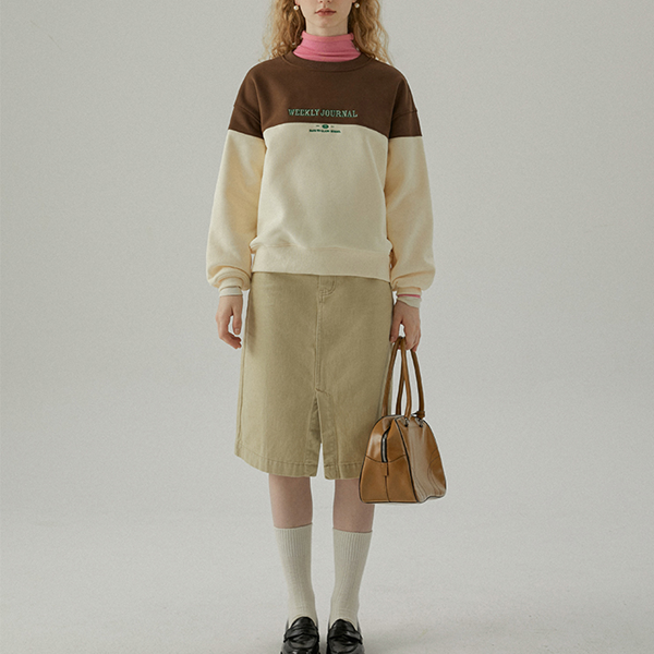 【2color】レター刺繍バイカラースウェット Z00554