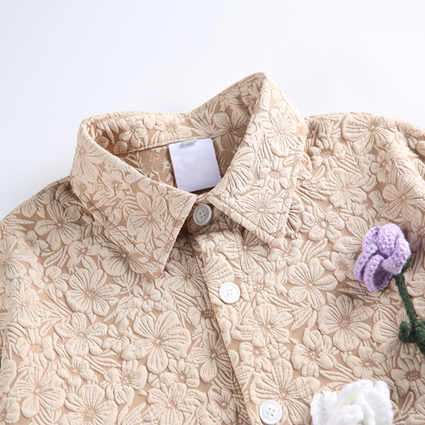 【2color】立体フラワー刺繍シャツジャケット Z00575