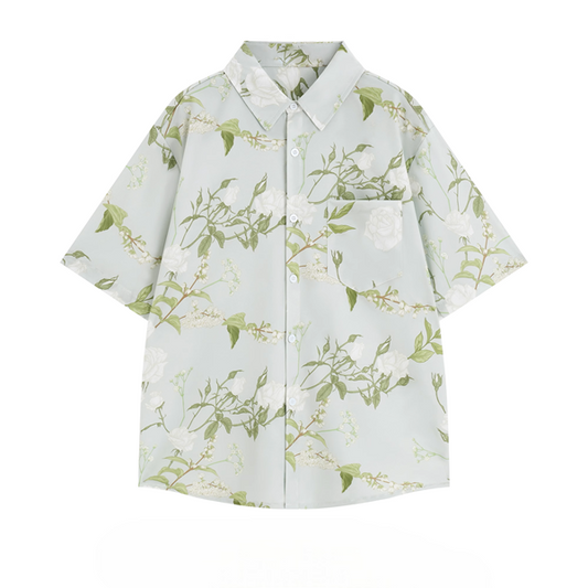 パッチポケット付きフローラルシャツ《Z00916》