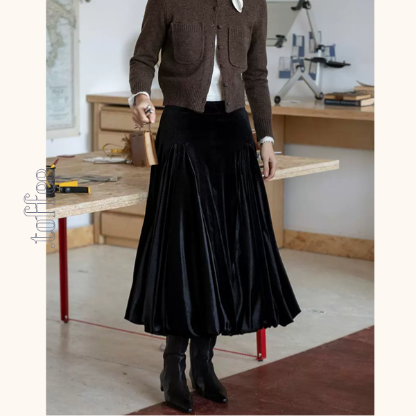 ミモレ丈プリーツアンブレラスカート 《Z00646》