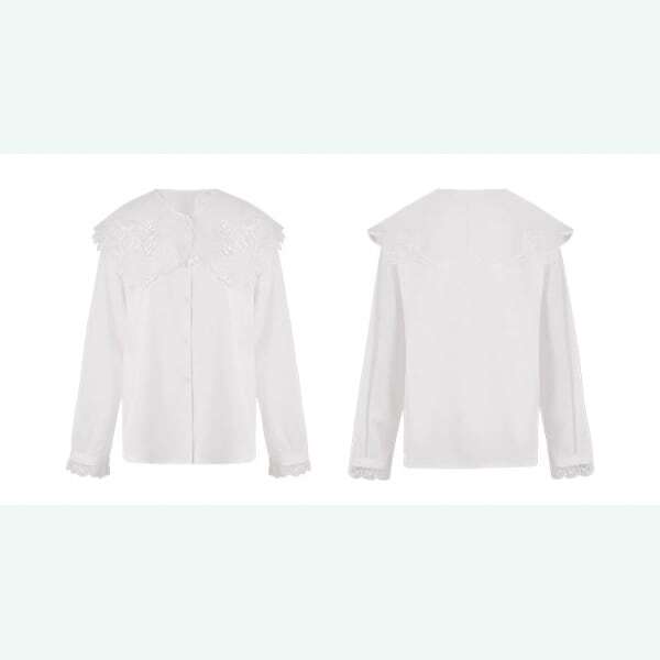 妖精の語る詩:芸術的刺繍レースのクラシカルブラウス 《C0203》