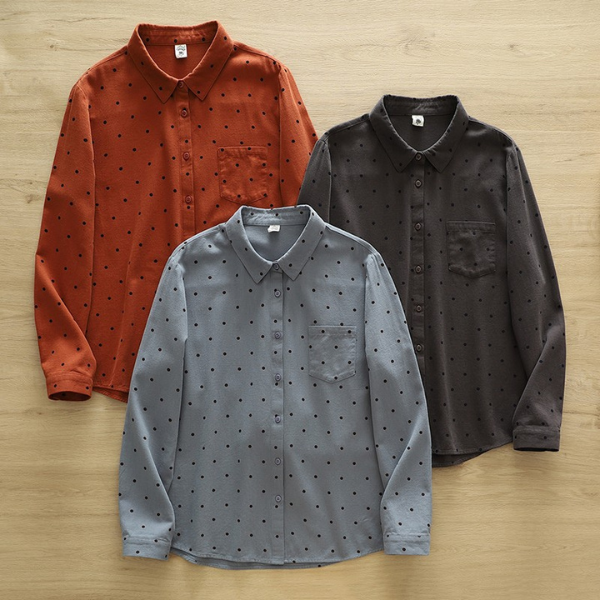 【6color】ドット柄ポロカラーボタンダウンシャツ 《Z00725》