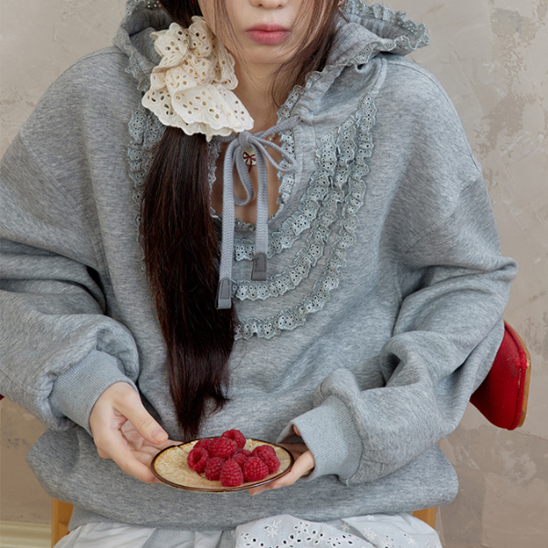 リボン&レースUネックフーディー 《Z00762》