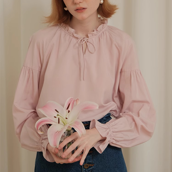 【2color】リボン&フリルディテールブラウス 《Z00755》