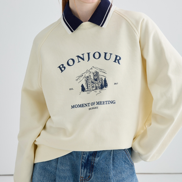 “BONJOUR”プリントスェットシャツ Z00087