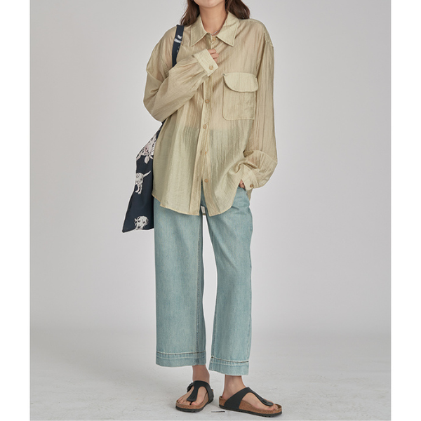 【2color】ウォッシュド ワイドレッグジーンズ Z00177