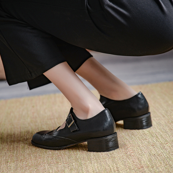 【2color】アッパーベルトレトロレザーシューズ AU-161