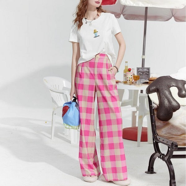 ブロックチェックワイドパンツ Z00379