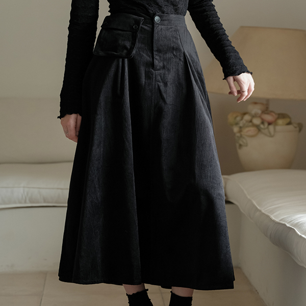 【2color】リムーバブルポケット付きコーデュロイAラインスカート  《Z00781》