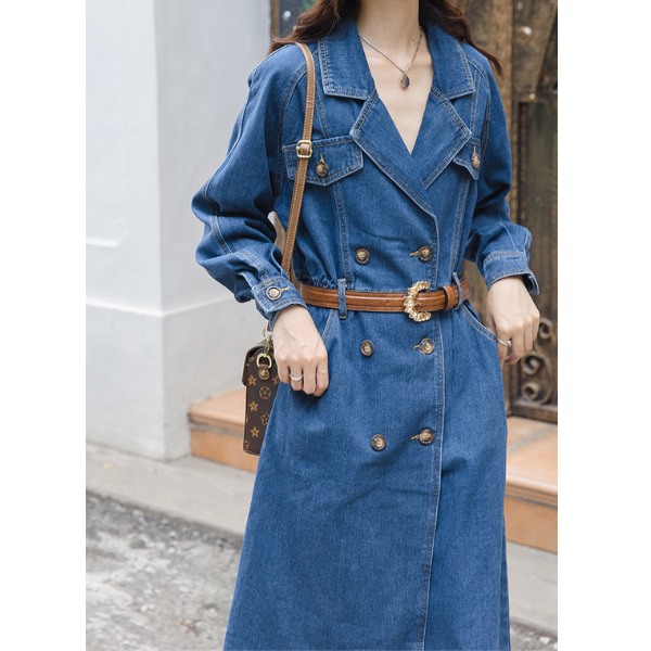 ダブルブレストデニムワンピース AU-325