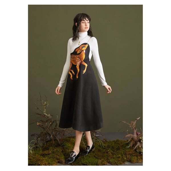 バンビ刺繍サスペンダースカート C0075