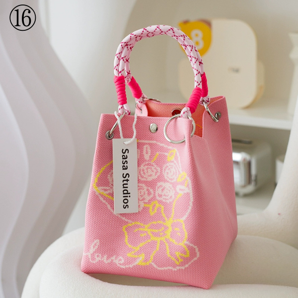 【20pattern】マルチカラースクエアトートバッグ《Z00892》