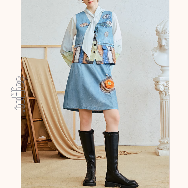 幻想アートプリントスカート《Z01062》