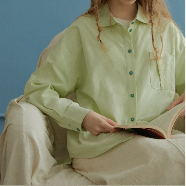 【2color】 コットン100%コントラストボタンシャツ Z00070