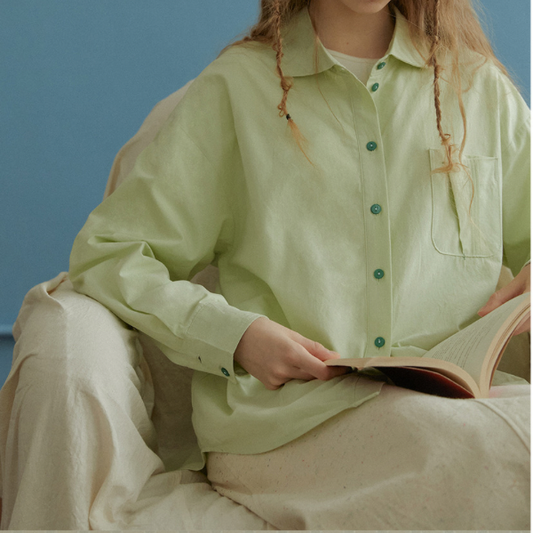 【2color】 コットン100%コントラストボタンシャツ Z00070