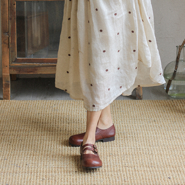 【2color】ラウンドトゥゴールドバックル付きローファー Z00147