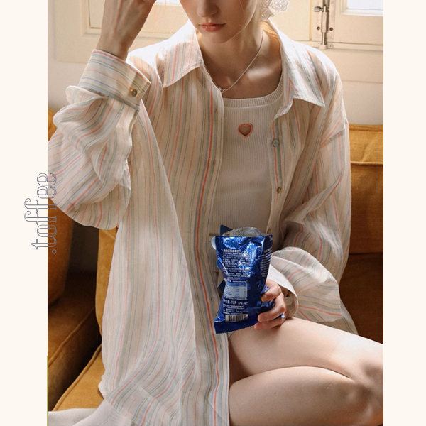 カラフルストライプルーズシャツ&ワイドショートパンツのセットアップ《Z01029》