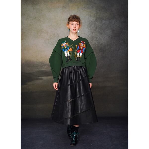 フェイクレザーエスカルゴスカート C0110