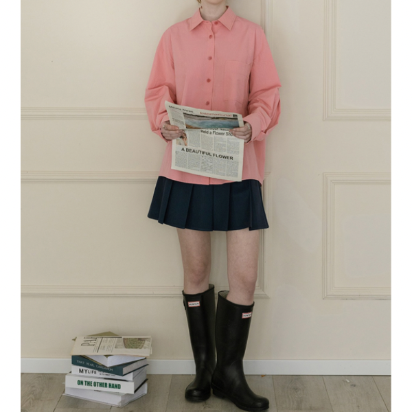 【2color】バックカットアウトブラウス w-149