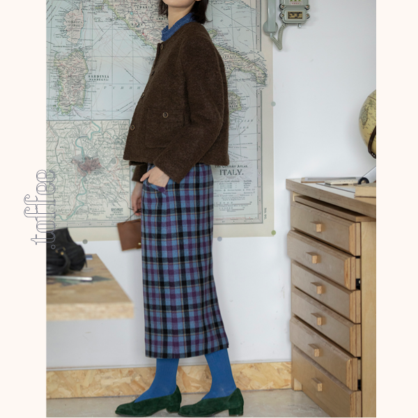 カラフルチェック柄ストレートスカート 《Z00648》