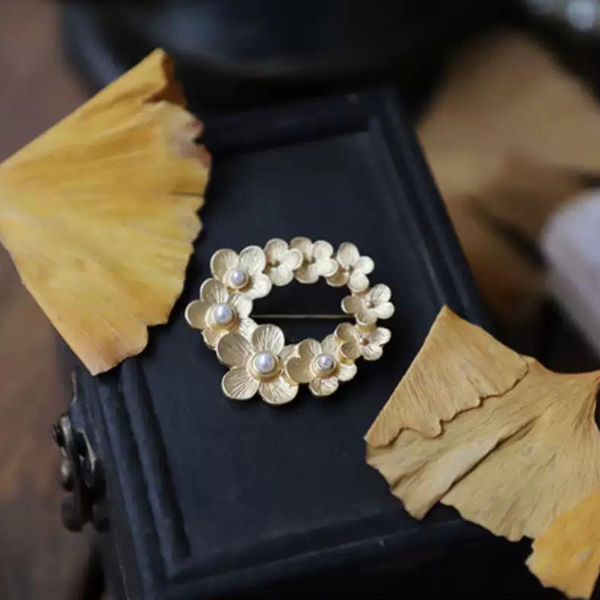 サークルフラワーレトロブローチ AU-441