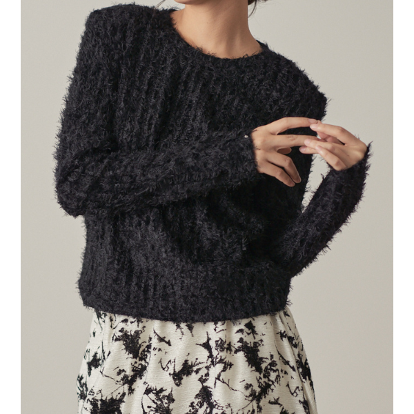 【2color】 レースフリンジ スリムフィットトップス X-433