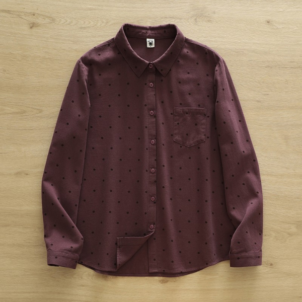 【6color】ドット柄ポロカラーボタンダウンシャツ 《Z00725》