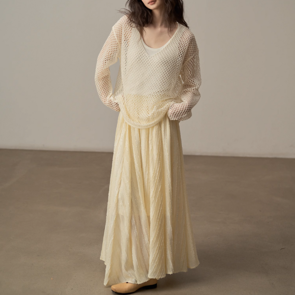 【4color】メッシュオーバーサイズニットトップ《Z00998》