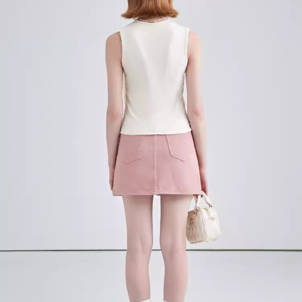 【2color】フラワーデコレーションノースリーブトップス W-201