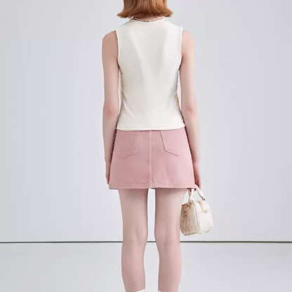 【2color】フラワーデコレーションノースリーブトップス W-201