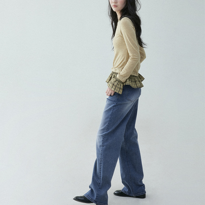 チェック柄ティアードデザインスリムトップ《Z00836》