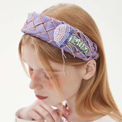 【3pattern】ビーズの装飾入り編み込みカチューシャ Z00038