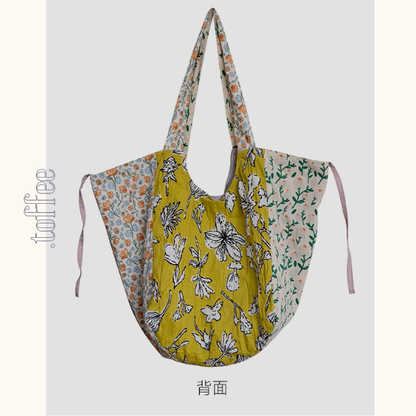 パッチワーク風花柄トートバッグ《Z00955》