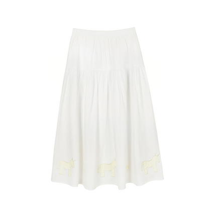 ポニーパッチ刺繍フレアスカート《Z00824》