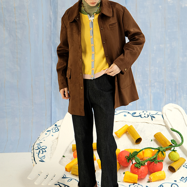 マッシュルームボタンイエローカーディガン　Z00601