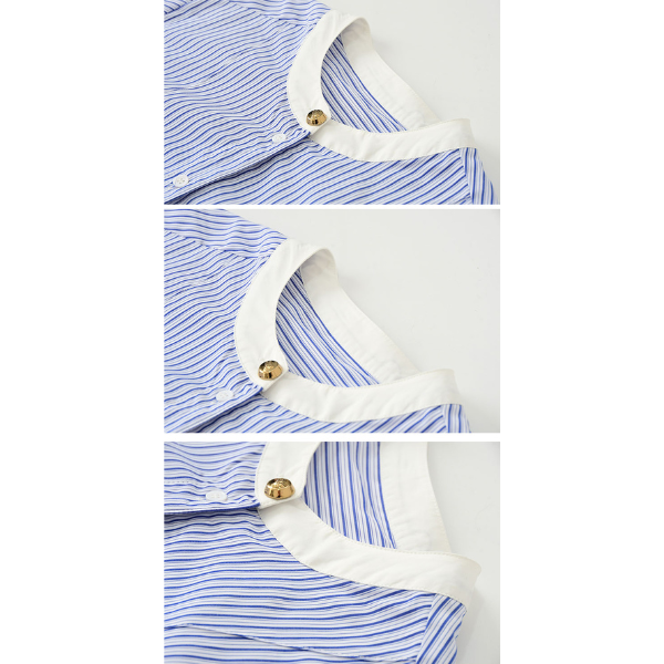 ストライプバンドカラークロップドシャツ X-380