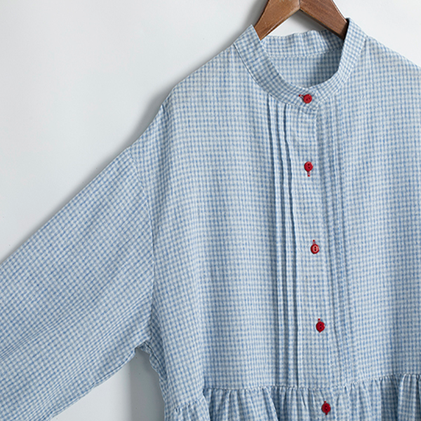 【2color】ギンガムチェックシャツワンピース　Z00584