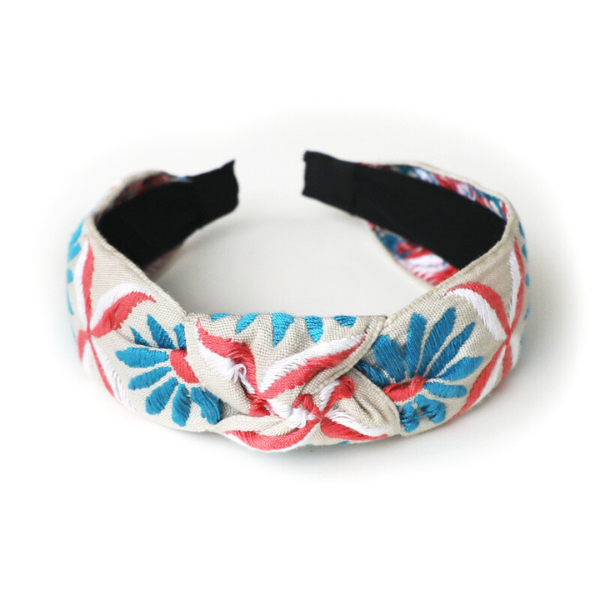 【3color】サンフラワー刺繍入りクロスカチューシャ Z00120