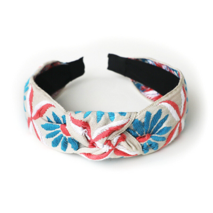 【3color】サンフラワー刺繍入りクロスカチューシャ Z00120