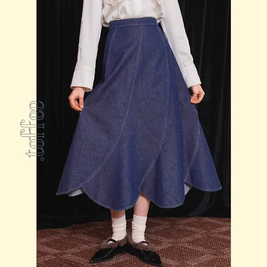 花びらが舞うレトロデニムスカート 《C0207》