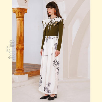 【2color】果物モチーフの植物画刺繍：ロマンティックフェアリーケープ　C0168