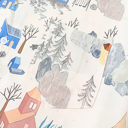 パッチポケット付きイラストプリントシャツ《Z00913》