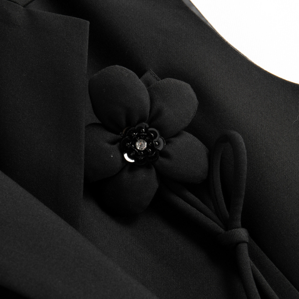 【2color】フラワーブローチ ダブルブレスト ベストジャケット X-427