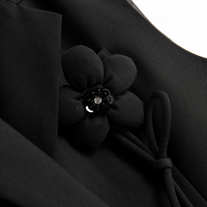 【2color】フラワーブローチ ダブルブレスト ベストジャケット X-427