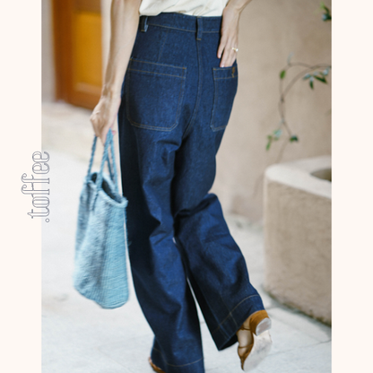 インディゴブルーワイドデニムパンツ　Z00404