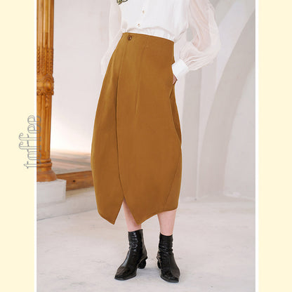 【2color】蕾の様なスリットスカート　C0166