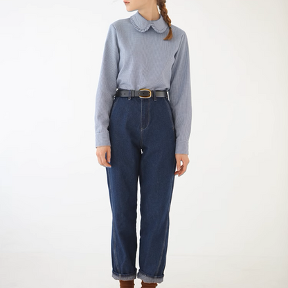 フリルカラーチェック柄トップス《Z00905》