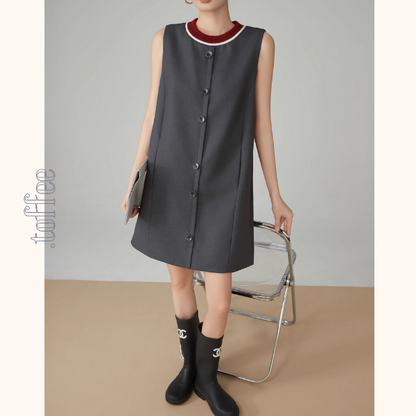 ノースリーブAラインフロントボタンワンピース《Z00921》