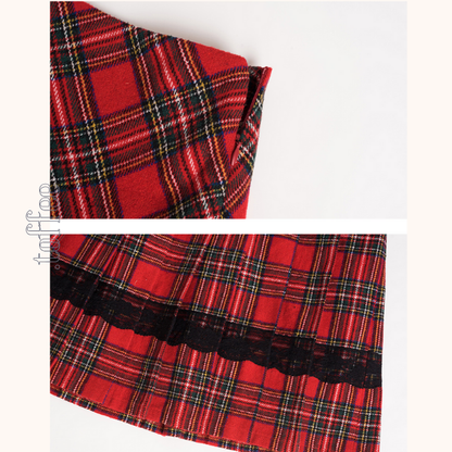 タータンチェック柄ハイウエストAラインミディスカート　 《Z00785》